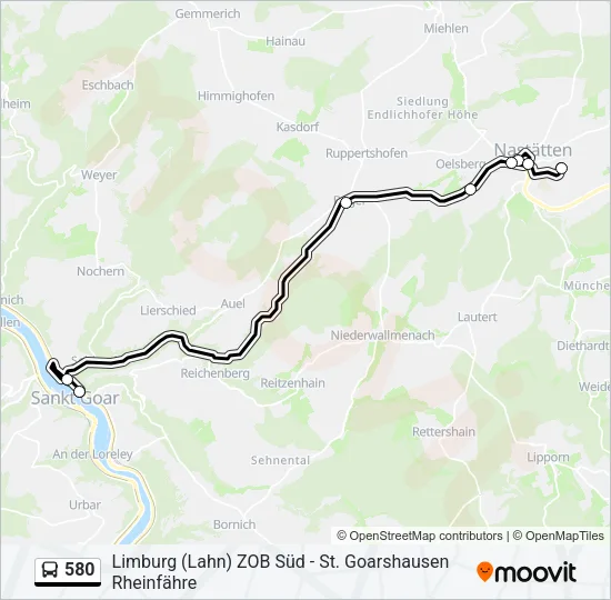 580 Bus Line Map