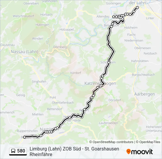 580 Bus Line Map