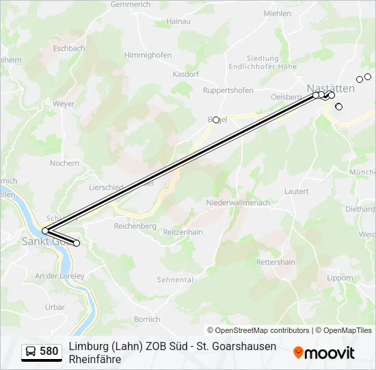 580 Bus Line Map