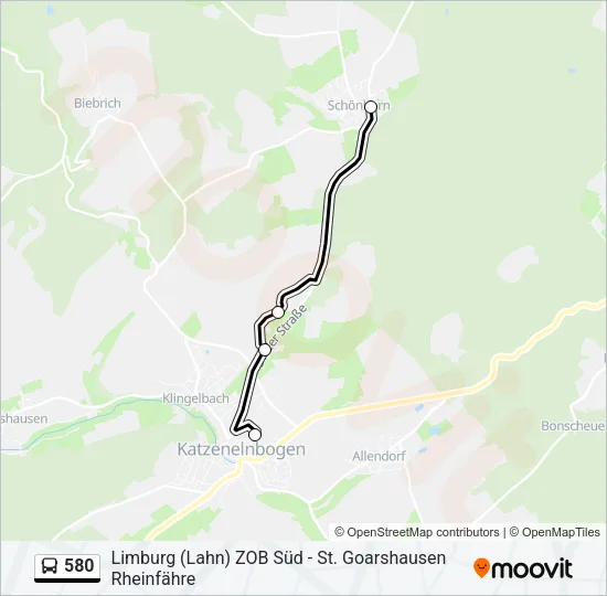 580 Bus Line Map