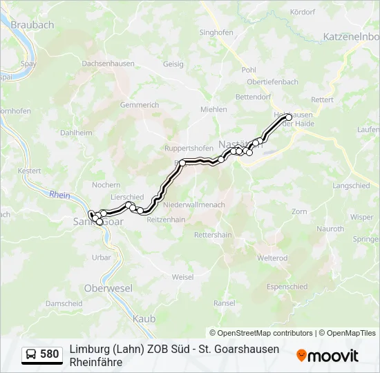 580 Bus Line Map