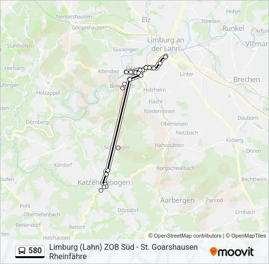 580 Bus Line Map