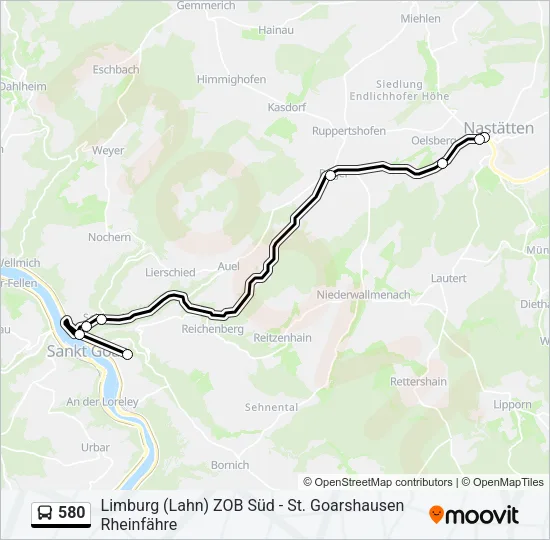 580 Bus Line Map