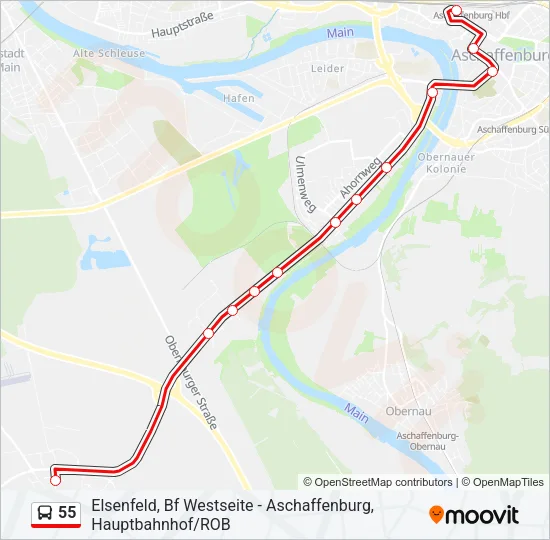 55 Bus Line Map