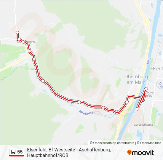 Автобус 55: карта маршрута