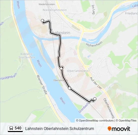 540 Bus Line Map
