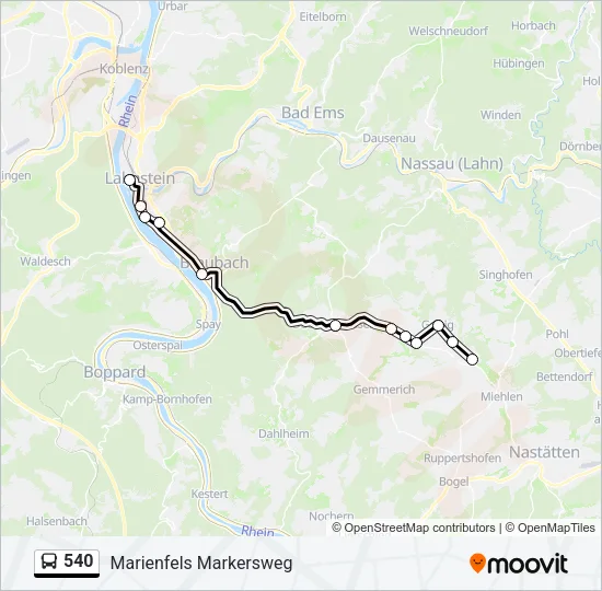 540 Bus Line Map