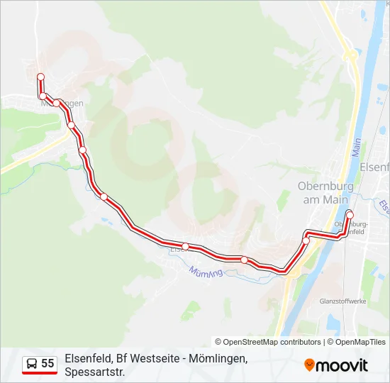 55 Bus Line Map