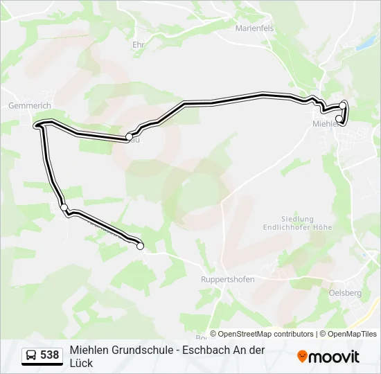 538 Bus Line Map