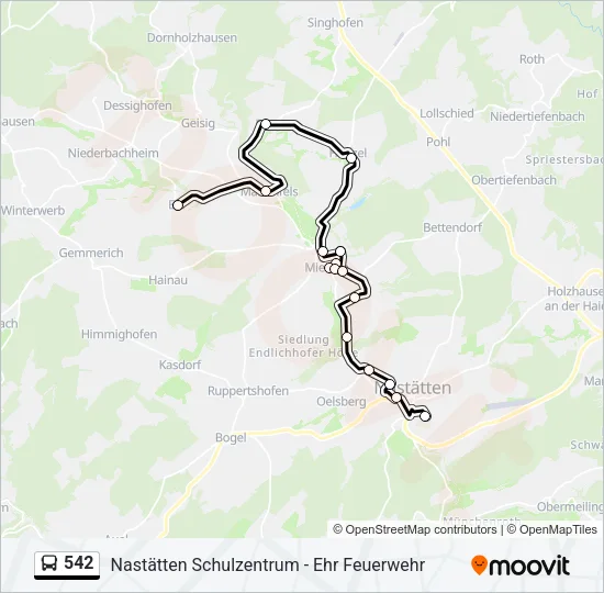 542 Bus Line Map