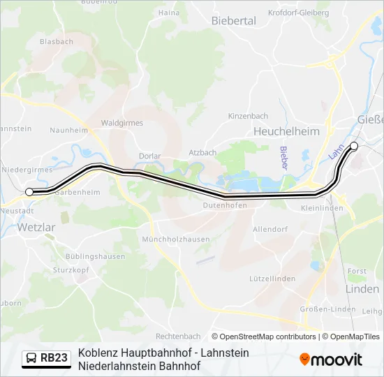 RB23 Bus Line Map