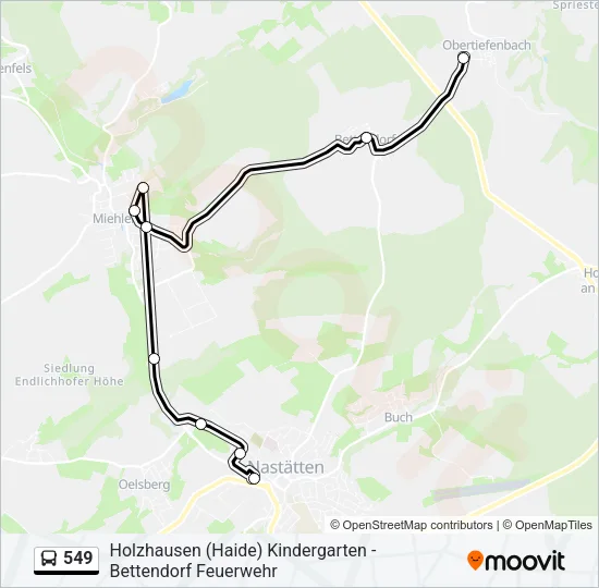 549 Bus Line Map
