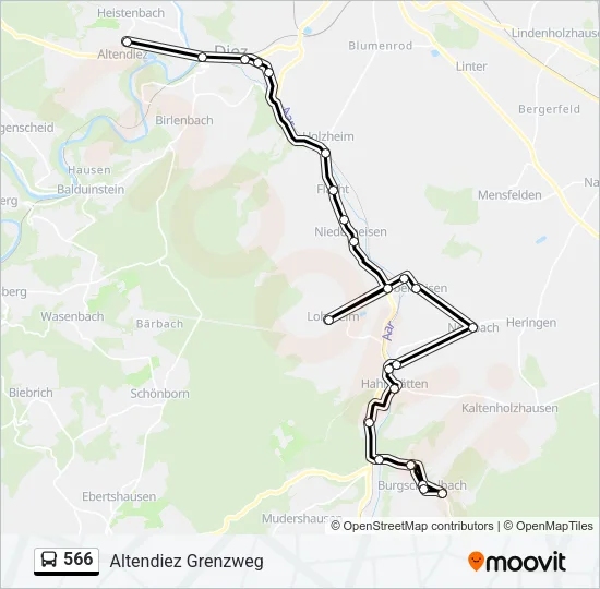 566 Bus Line Map