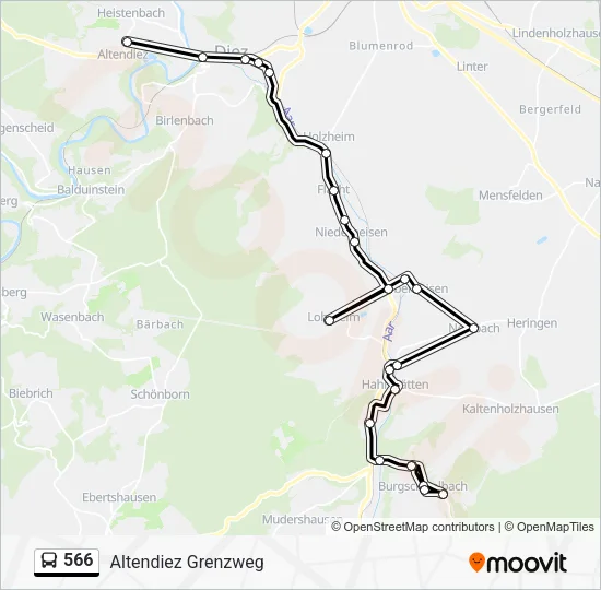 566 Bus Line Map