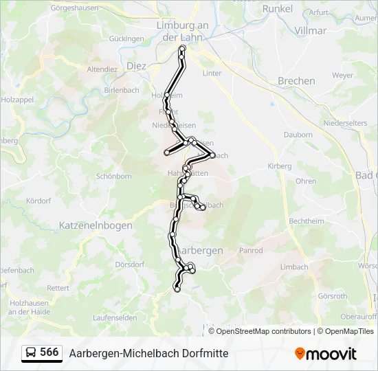 566 Bus Line Map