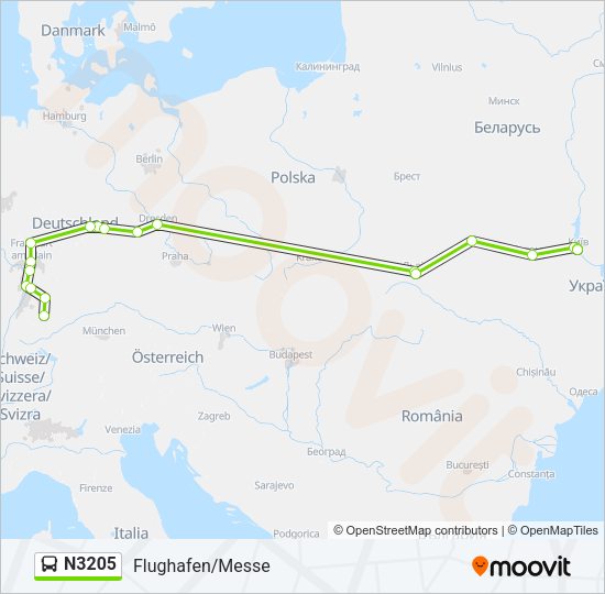 Автобус N3205: карта маршрута