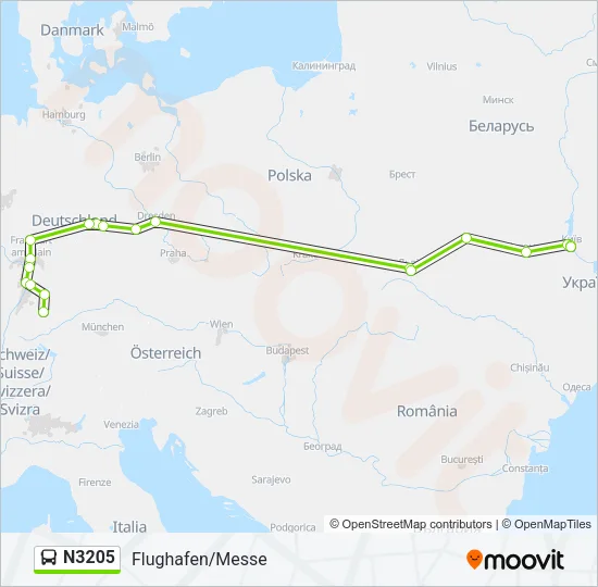 Автобус N3205: карта маршрута