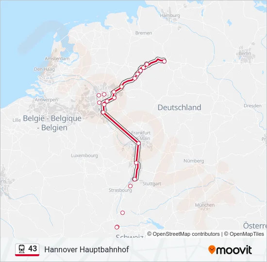 Поезд 43: карта маршрута