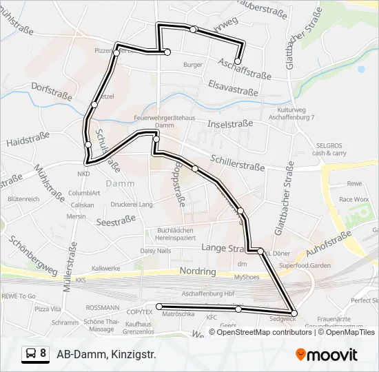 Автобус 8: карта маршрута