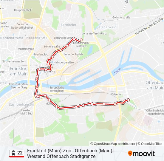 Straßenbahnlinie 22 Karte