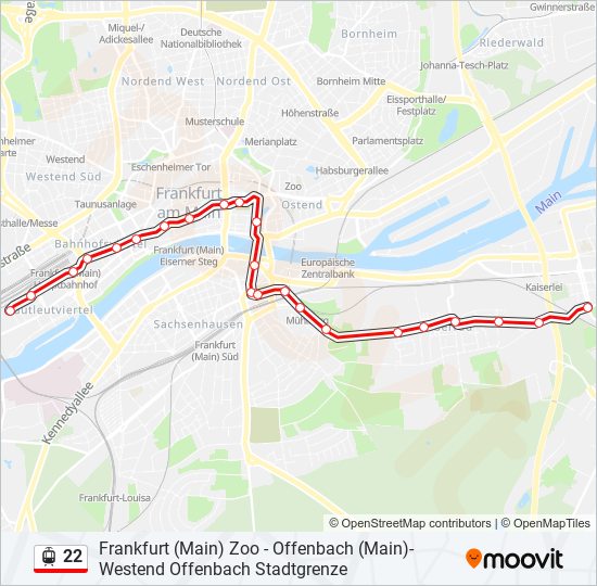 Straßenbahnlinie 22 Karte