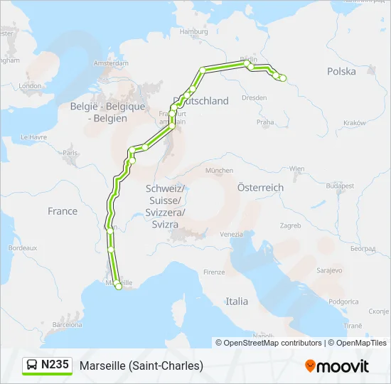 N235 Bus Line Map