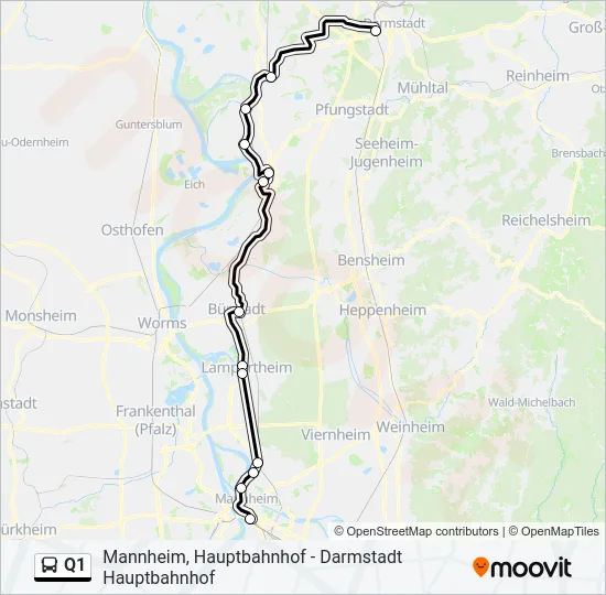 Q1 Bus Line Map