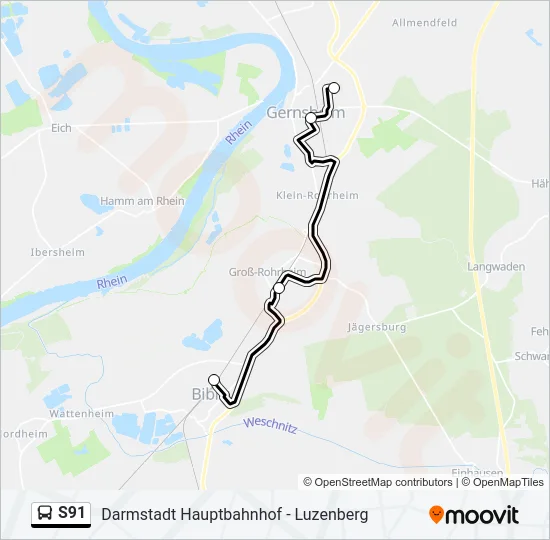 S91 Bus Line Map
