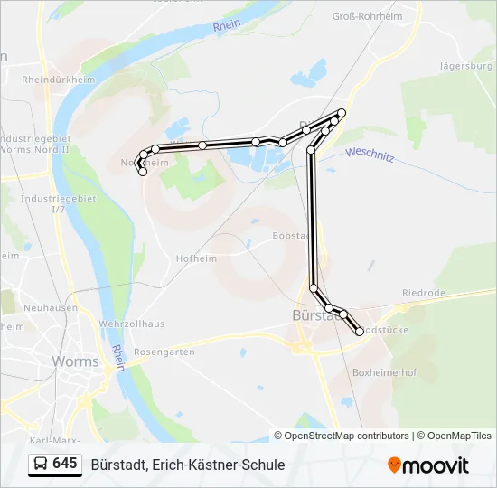 645 Bus Line Map