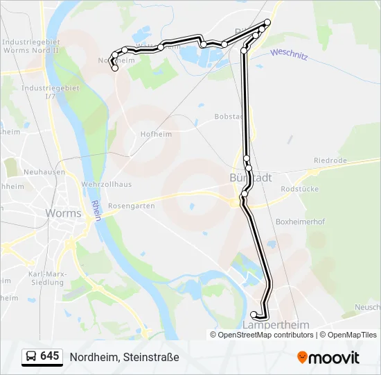 645 Bus Line Map