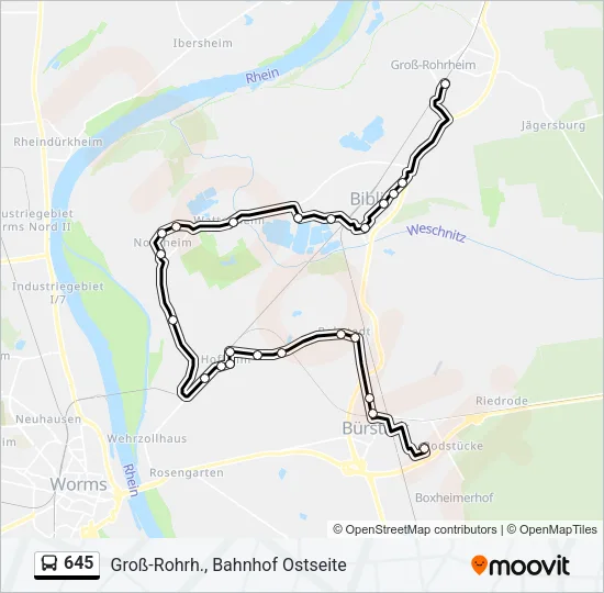 645 Bus Line Map