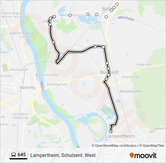 645 Bus Line Map