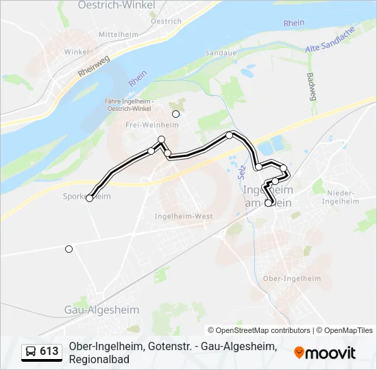 613 Bus Line Map