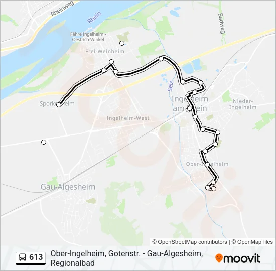 613 Bus Line Map