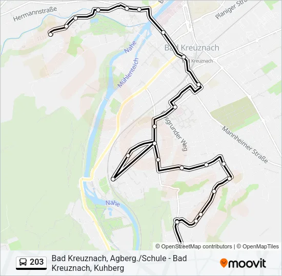 203 Bus Line Map