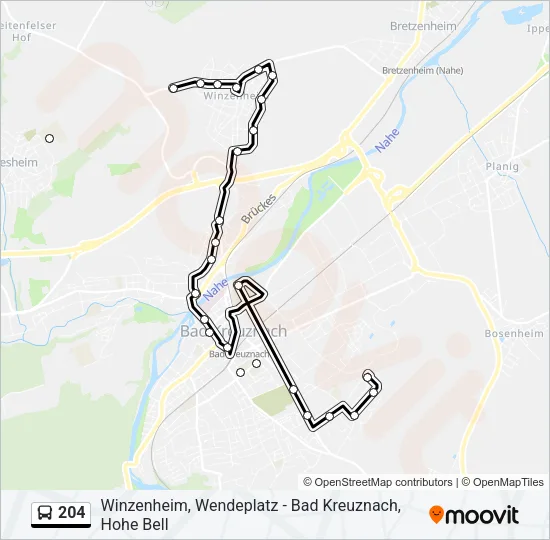 204 Bus Line Map