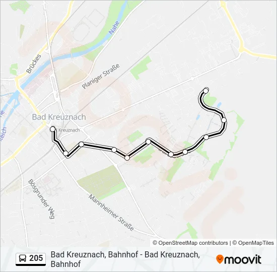 205 Bus Line Map
