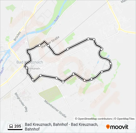 205 Bus Line Map