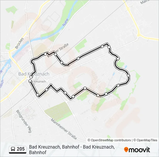 205 Bus Line Map