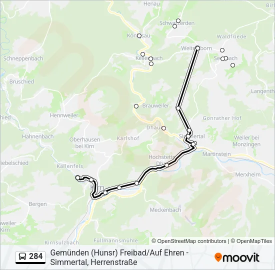 284 Bus Line Map