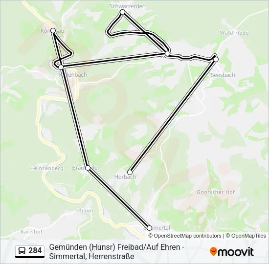 284 Bus Line Map
