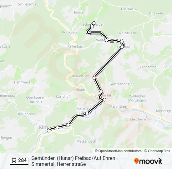 284 Bus Line Map
