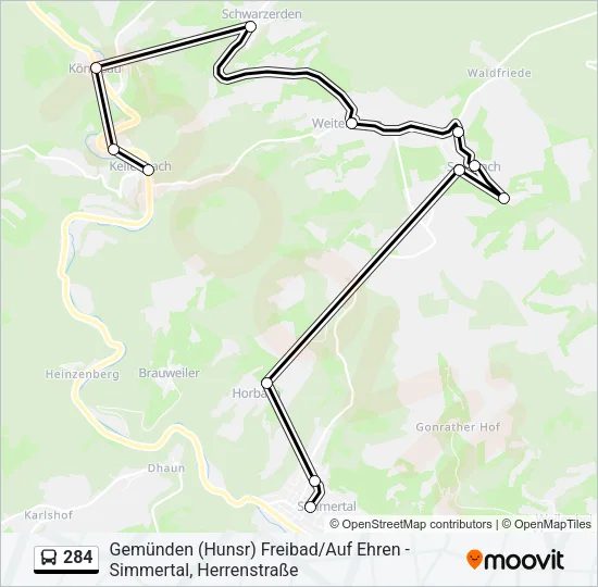 284 Bus Line Map