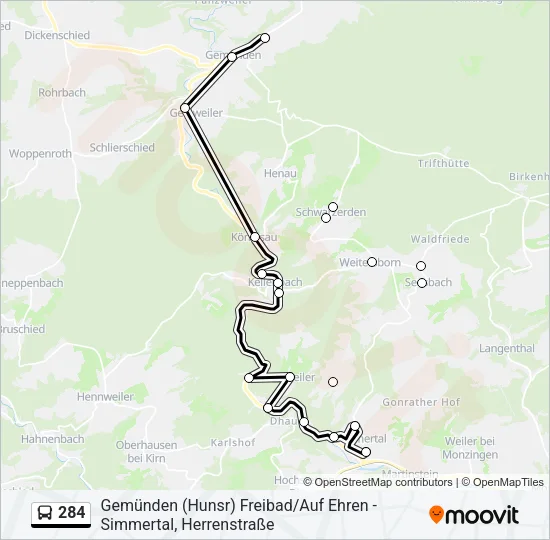 284 Bus Line Map