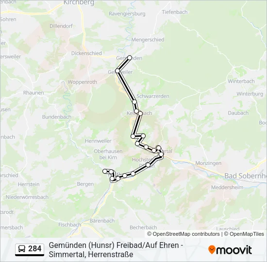 284 Bus Line Map