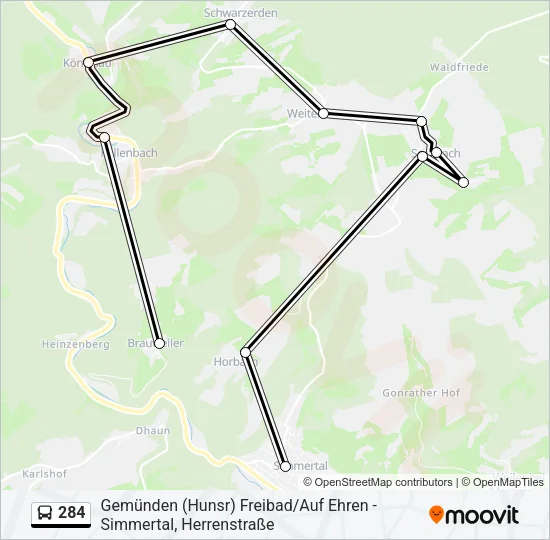 284 Bus Line Map