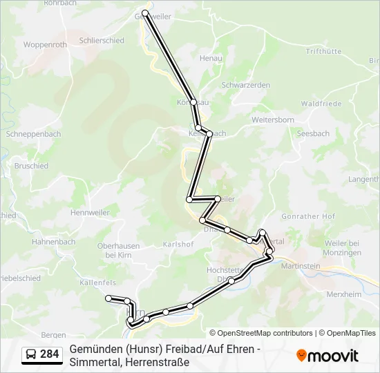 Автобус 284: карта маршрута