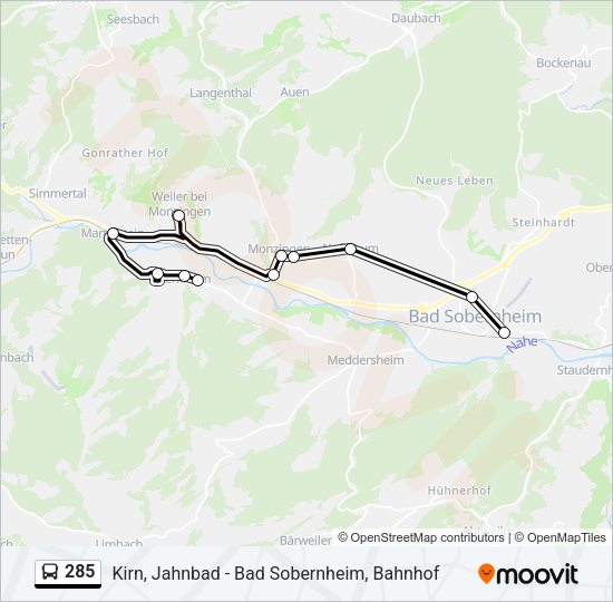 Buslinie 285 Karte