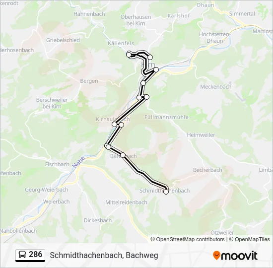 Автобус 286: карта маршрута