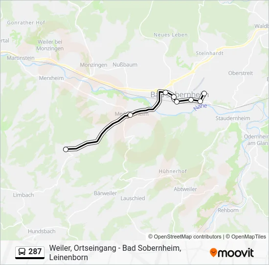 Автобус 287: карта маршрута